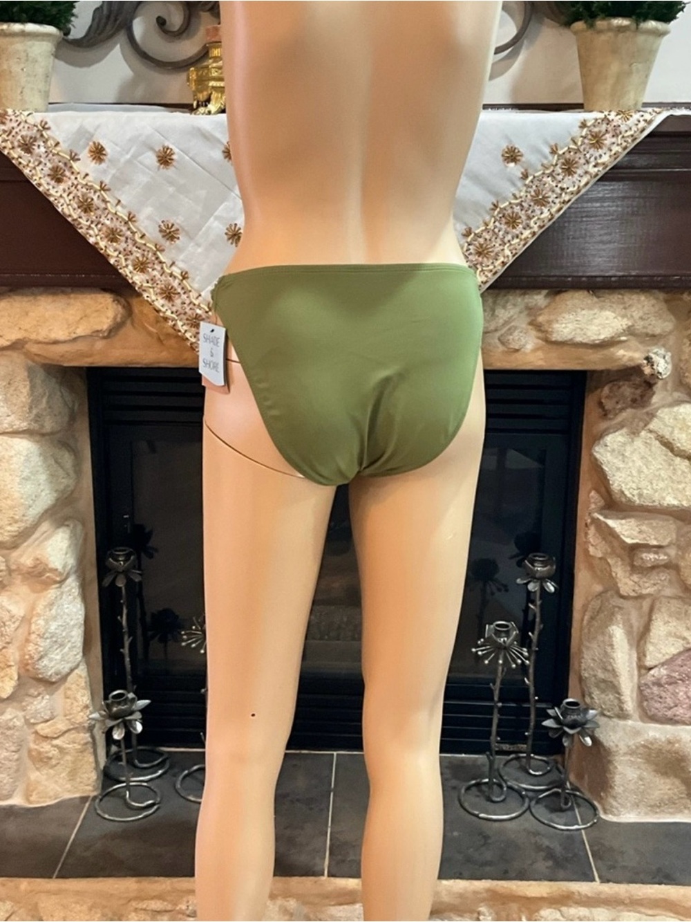 Shade & Shore Shirred Extra High Leg Cheeky Bikini Bottom L - Picture 6 of 8